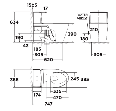 Bồn cầu 1 khối American Standard VF-1808TPR (VF1808TPR) nắp điện tử
