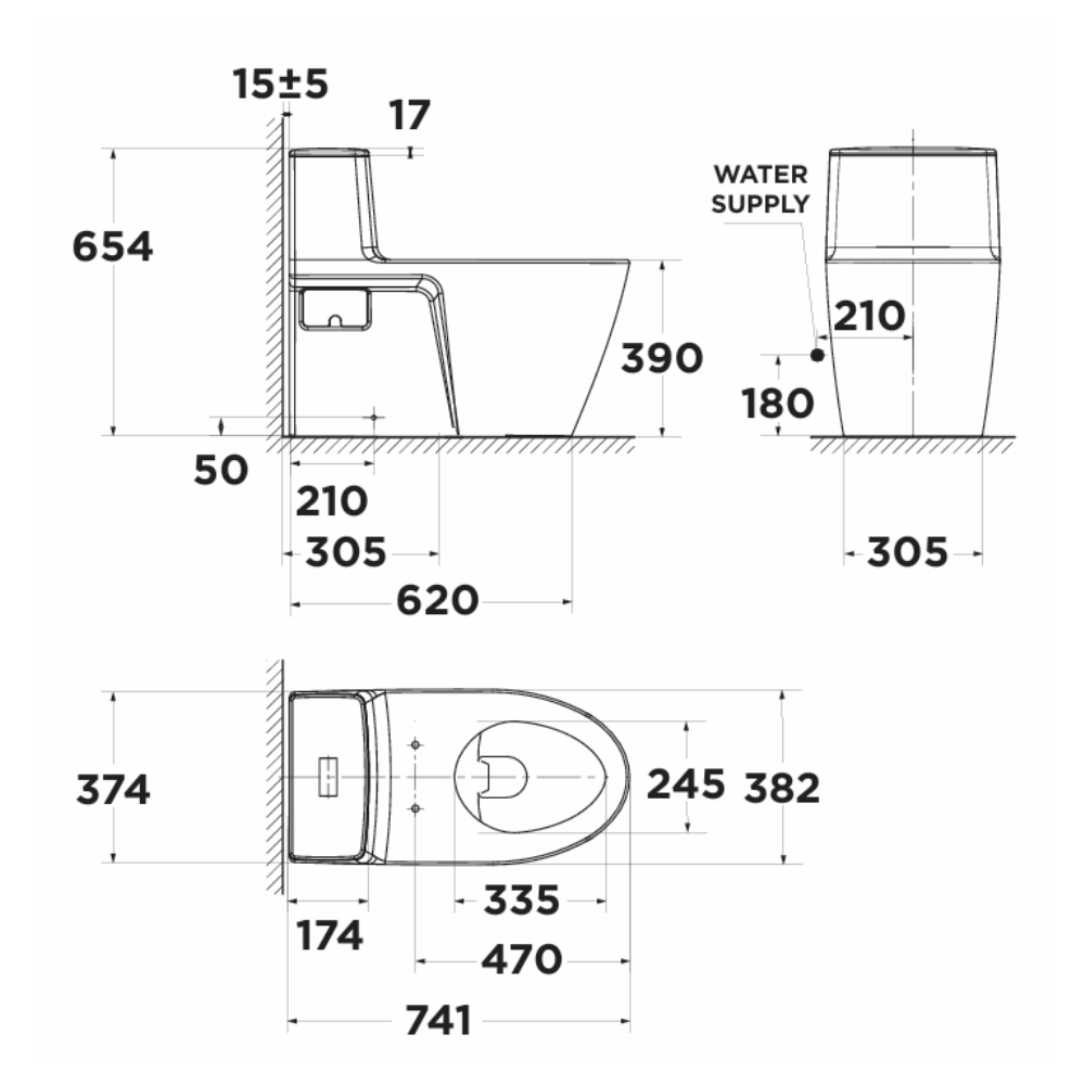 Bồn cầu 1 khối American Standard VF-1808TSW (VF1808TSW) nắp rửa cơ M4A839