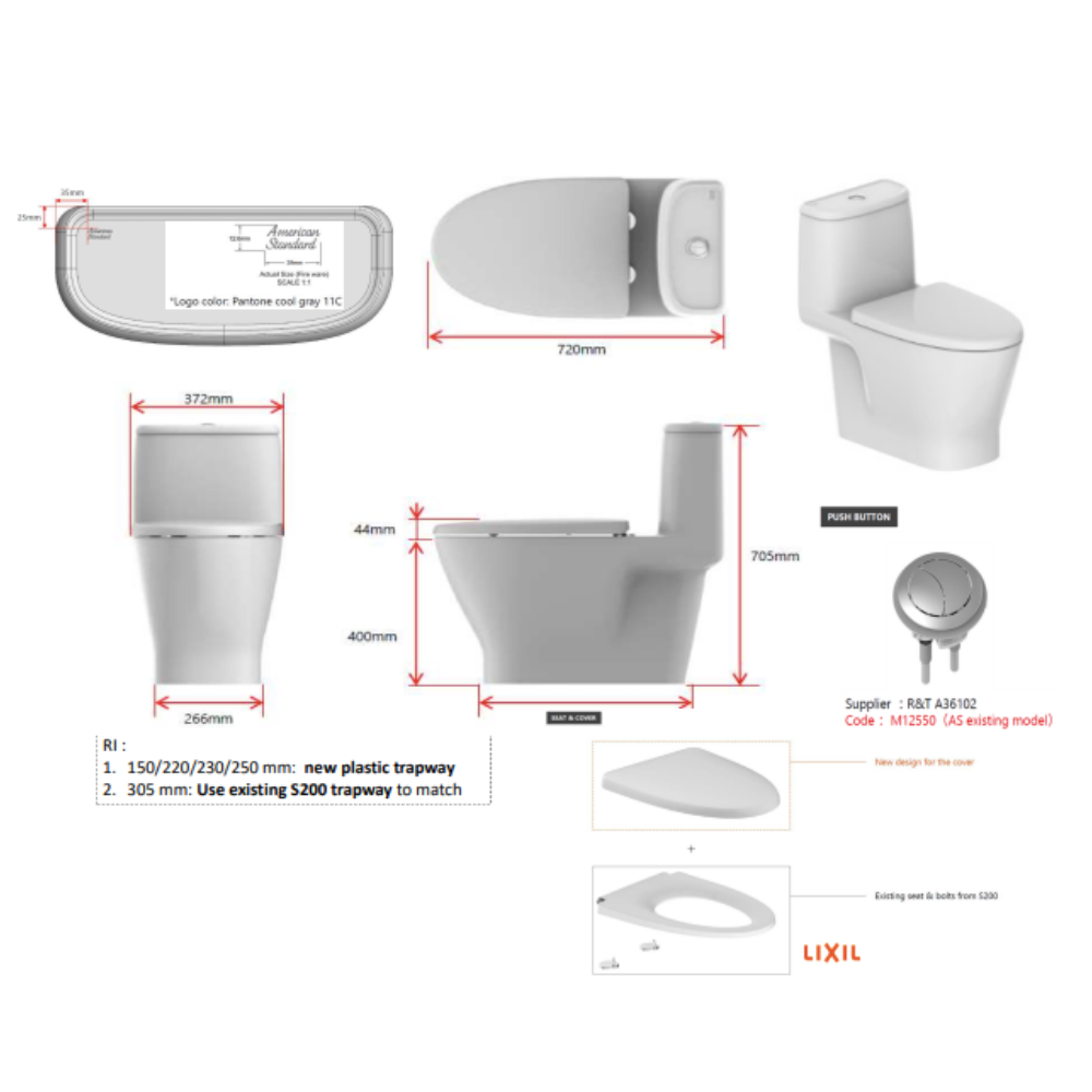 Bồn cầu 1 khối American Standard VF-1862 (VF1862) nắp êm dòng Loven