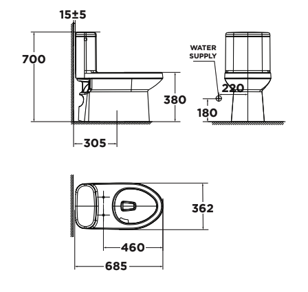 Bồn cầu 1 khối American Standard WP-1841 (WP1841) nắp êm dòng Cadet