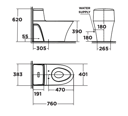 Bồn cầu 1 khối American Standard WP-2009 (WP2009) nắp êm dòng La Moda