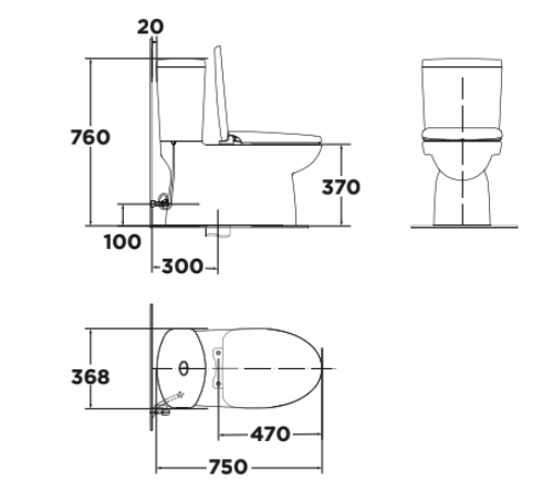 Bồn cầu 2 khối American Standard VF-2719SW (VF2719SW) nắp rửa cơ M4A839