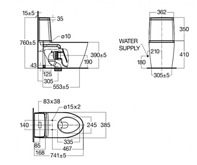 Bồn cầu 2 khối American Standard 2307-WT (2307WT) nắp êm