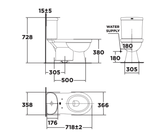 Bồn cầu 2 khối American Standard VF-2013 (VF2013) nắp êm