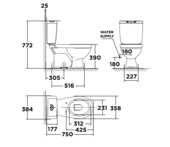 Bồn cầu 2 khối American Standard VF-2321SL (VF2321SL) nắp êm dòng Caravelle Plus