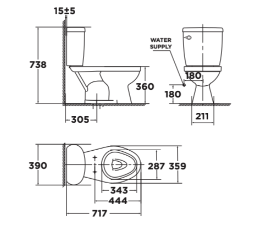Bồn cầu 2 khối American Standard VF-2395 (VF2395) nắp thường dòng Winston