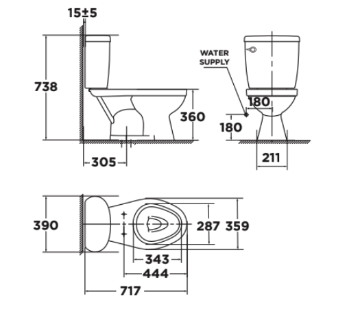 Bồn cầu 2 khối American Standard VF-2395SL (VF2395SL) nắp êm dòng Winston