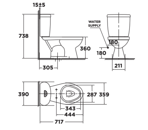 Bồn cầu 2 khối American Standard VF-2396 (VF2396) nắp thường