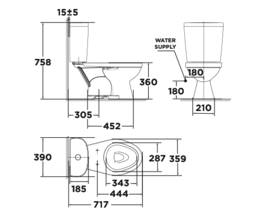 Bồn cầu 2 khối American Standard VF-2397SL (VF2397SL) nắp êm dòng Winplus+