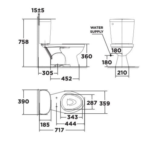 Bồn cầu 2 khối American Standard VF-2398SL (VF2398SL) nắp êm