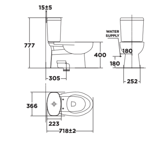 Bồn cầu 2 khối American Standard VF-2714 (VF2714) nắp êm dòng Codie