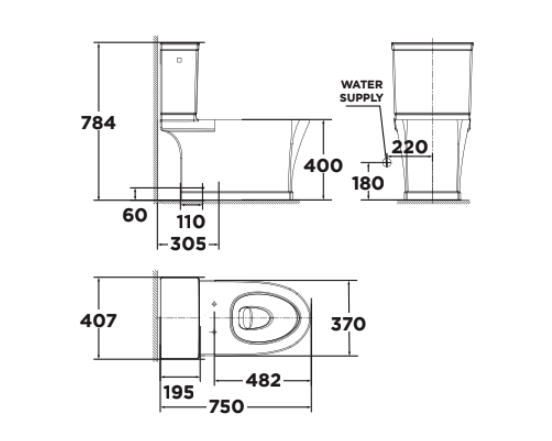 Bồn cầu 2 khối American Standard VF-2781 (VF2781) nắp êm dòng Kastello