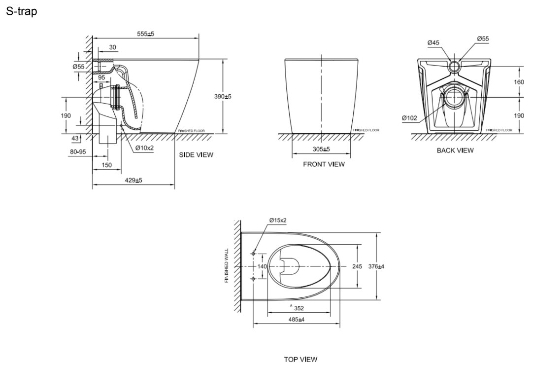 Bồn cầu đặt sàn American Standard 3229V-WT-PTrap (3229VWTPTRAP) nắp thường