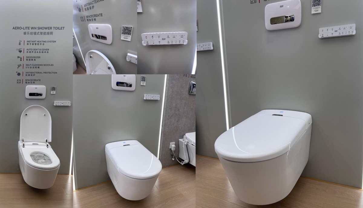 Bồn cầu treo tường nắp điện tử thông minh dòng Aero-Lite American Standard 103032BL00 + 103026SH00 (1073919990)