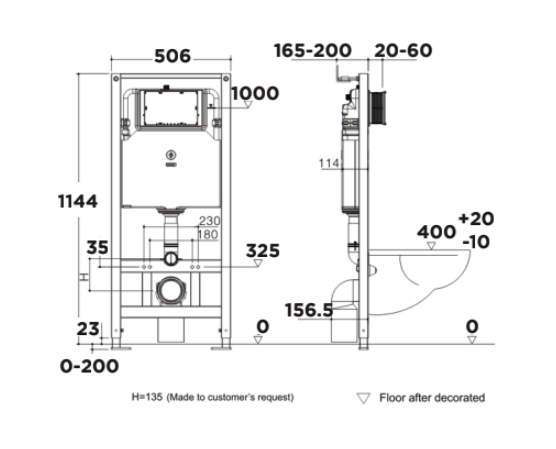 Két nước âm tường cho cầu treo tường American Standard G3004A