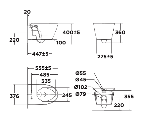 Bồn cầu treo tường American Standard VF-3119 (VF3119) nắp êm dòng Acacia Evolution