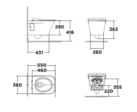 Bồn cầu treo tường American Standard WP-2131 (WP2131) nắp êm dòng Kastello Square