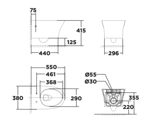 Bồn cầu treo tường American Standard WP-2140 (WP2140) nắp êm dòng Signature