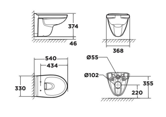 Bồn cầu treo tường American Standard WP-2207 (WP2207) nắp êm dòng Codie