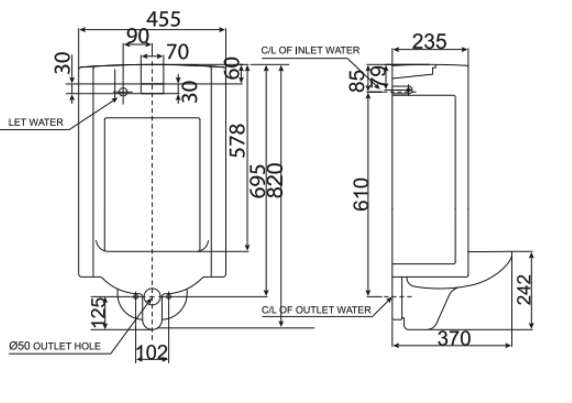 Bồn tiểu nam treo tường American Standard cảm ứng WP-6506 (WP6506)