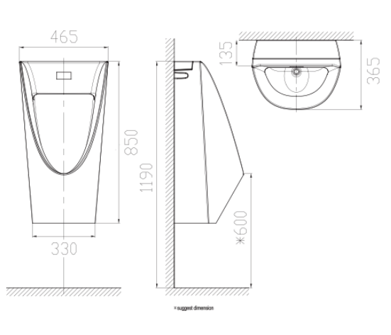 Bồn tiểu nam treo tường American Standard cảm ứng WP-6507 (WP6507)