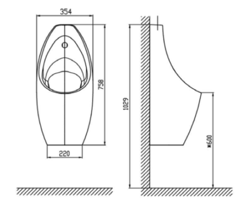 Bản vẽ kỹ thuật bồn tiểu nam American Standard WP-6737