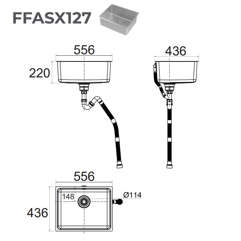 Chậu rửa chén đơn 556mm American Standard FFASX127