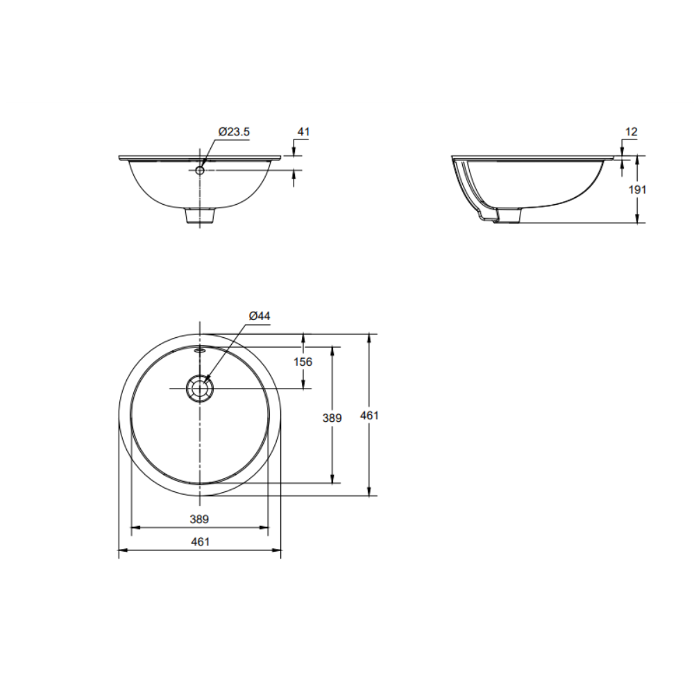 Bản vẽ kỹ thuật chậu rửa mặt lavabo âm bàn CONCEPT American Standard 0433-WT