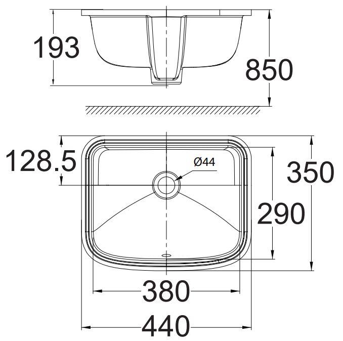 Bản vẽ kỹ thuật chậu rửa âm bàn Loven American Standard WP-0468