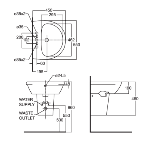 Chân chậu lavabo lửng American Standard 0712-WT (0712WT)