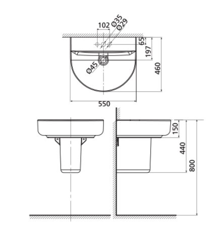 Chân chậu lavabo lửng American Standard 0740-WT (0740WT)