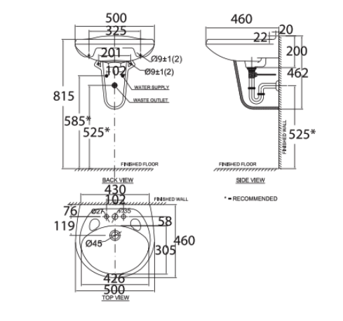 Chân chậu lavabo lửng American Standard VF-0912 (VF0912)