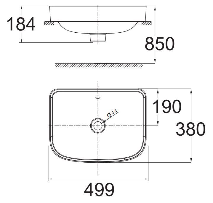 Bản vẽ kỹ thuật chậu rửa đặt trên bàn Loven American Standard WP-0638