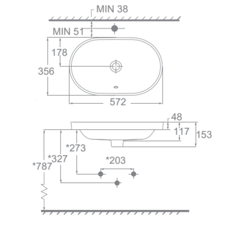 Chậu lavabo dương vành American Standard WP-0310 (WP0310)