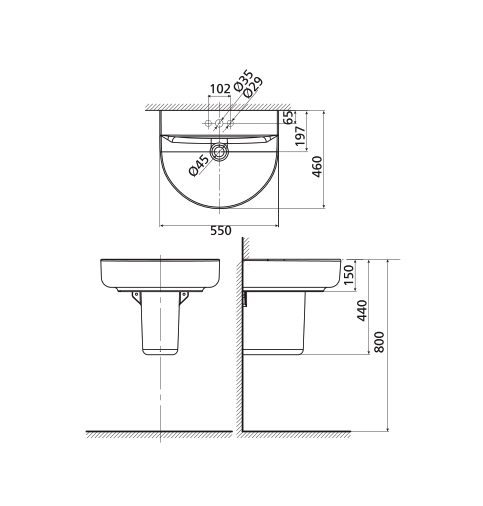 Chậu lavabo treo tường American Standard 0553-WT (0553WT)