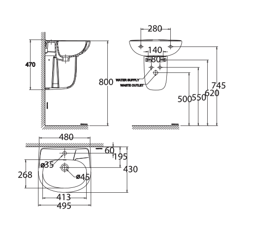 Chậu lavabo treo tường American Standard VF-0947 (VF0947)