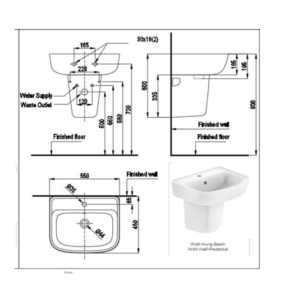 Chân chậu lavabo lửng LOVEN American Standard VF-7062 (VF7062)
