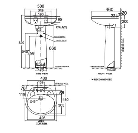 Chân chậu lavabo dài American Standard VF-0901 (VF0901)