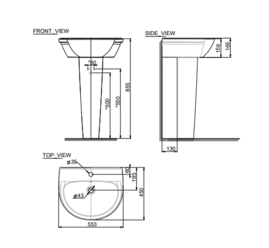 Chân chậu lavabo dài American Standard WP-F711 (WPF711)