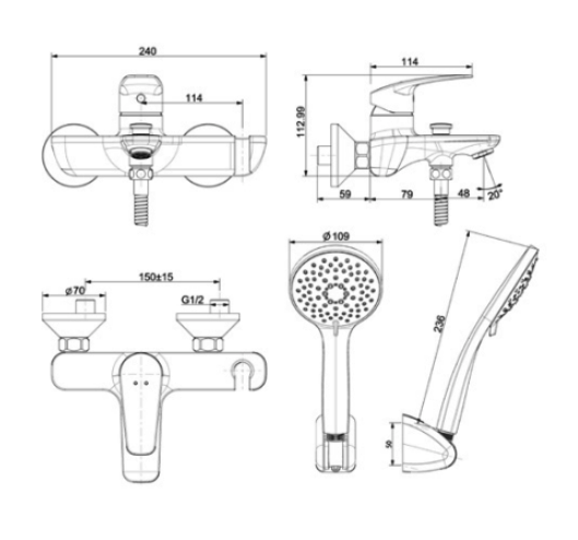 Sen tắm gắn tường American Standard WF-0911 (WF0911) nóng lạnh
