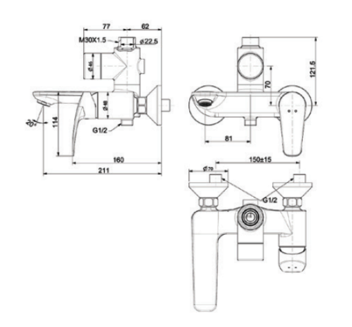 Củ sen tắm nóng lạnh American Standard Milano WF-0972 (WF0972)
