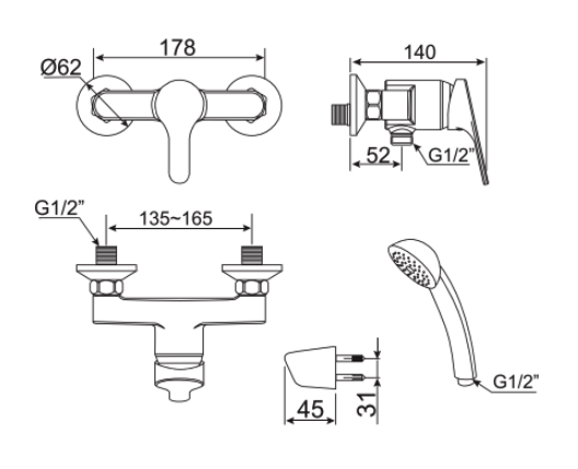 Vòi sen nóng lạnh Concept American Standard WF-1412 (WF1412)