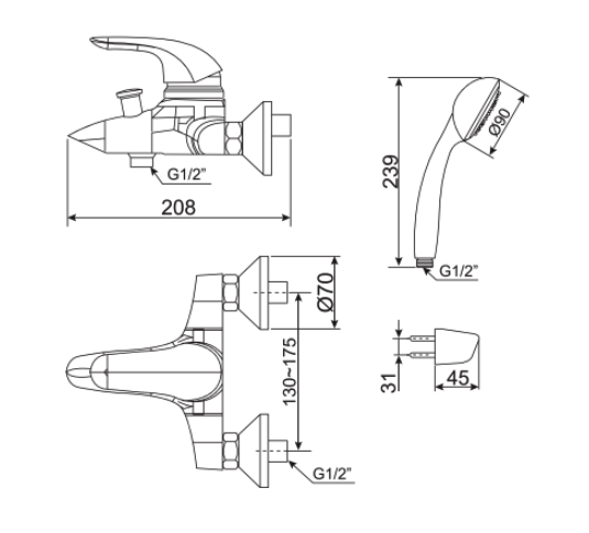 Vòi sen nóng lạnh American Standard WF-1511 (WF1511)
