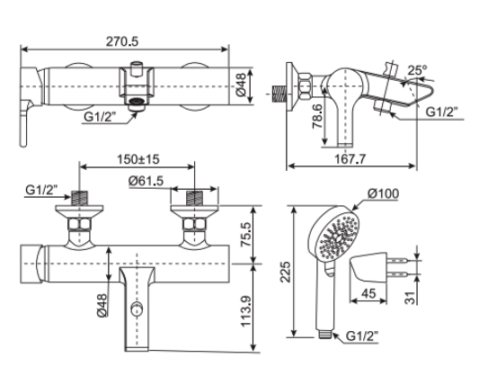 Sen tắm gắn tường nóng lạnh AMERICAN STANDARD WF-3911 (WF3911)