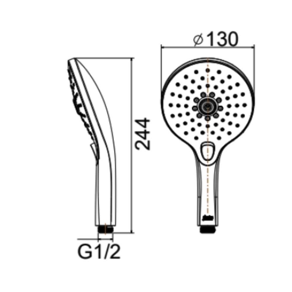 Bản vẽ kỹ thuật tay sen tắm 03 chức năng American Standard WF-9H11WS