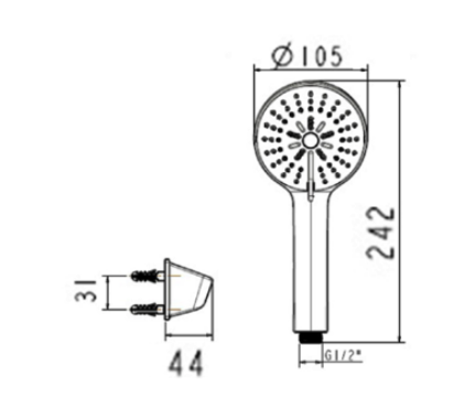 Bản vẽ kỹ thuật tay sen tắm American Standard WF-B211H