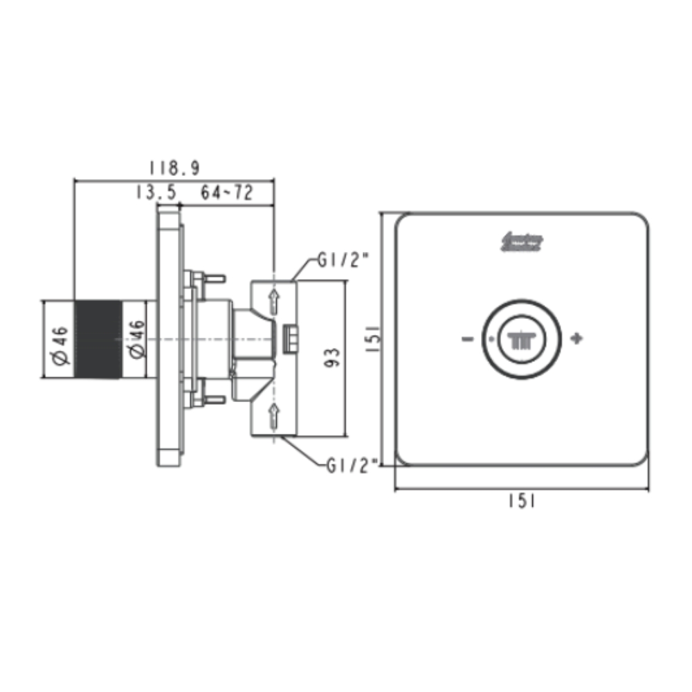Bản vẽ kỹ thuật nút điều chỉnh đầu sen EasySet American Standard FFAS0926WS 