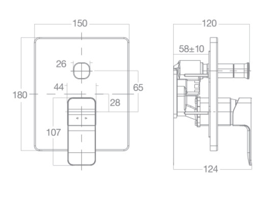Bản vẽ kỹ thuật vòi tắm sen âm tường nóng lạnh Acacia Evolution American Standard WF-1321CS
