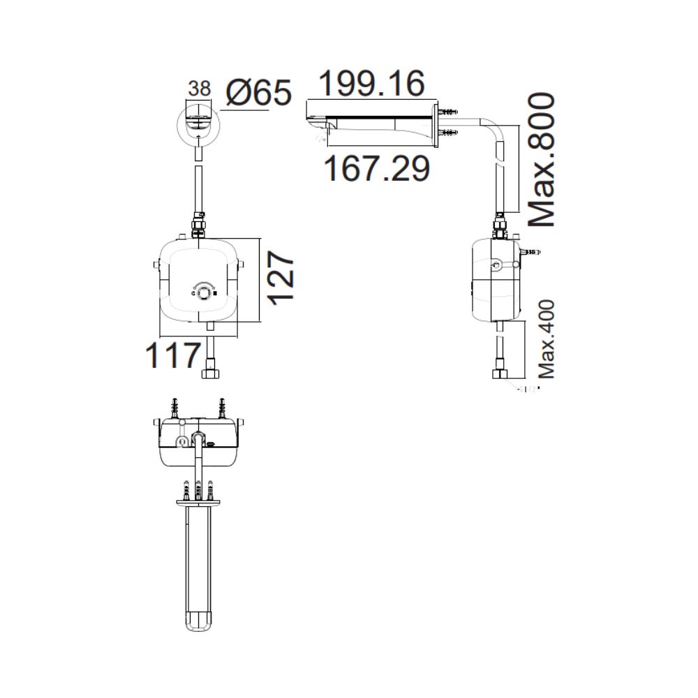 Vòi lavabo cảm ứng gắn tường American Standard WF-3041 (WF3041) (1130410000) AccuStream