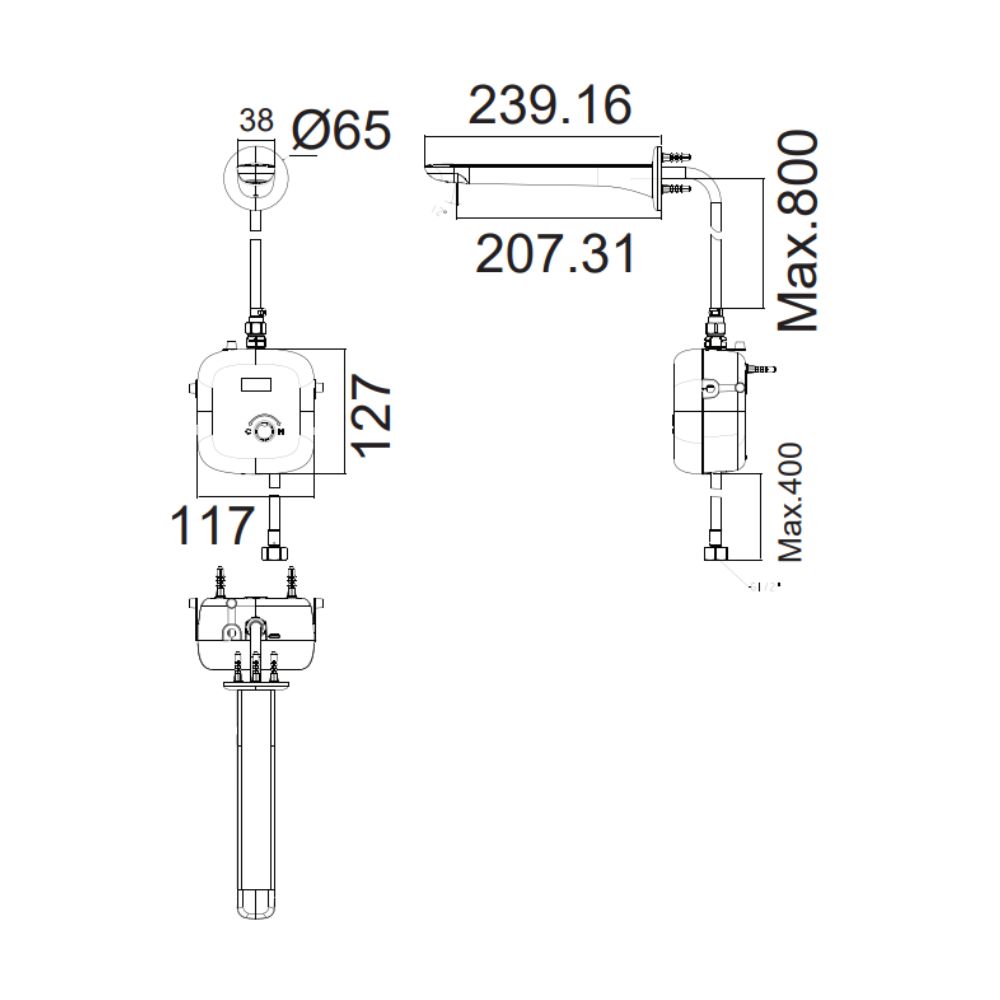 Vòi lavabo cảm ứng gắn tường American Standard WF-3042 (WF3042) (1130420000) AccuStream